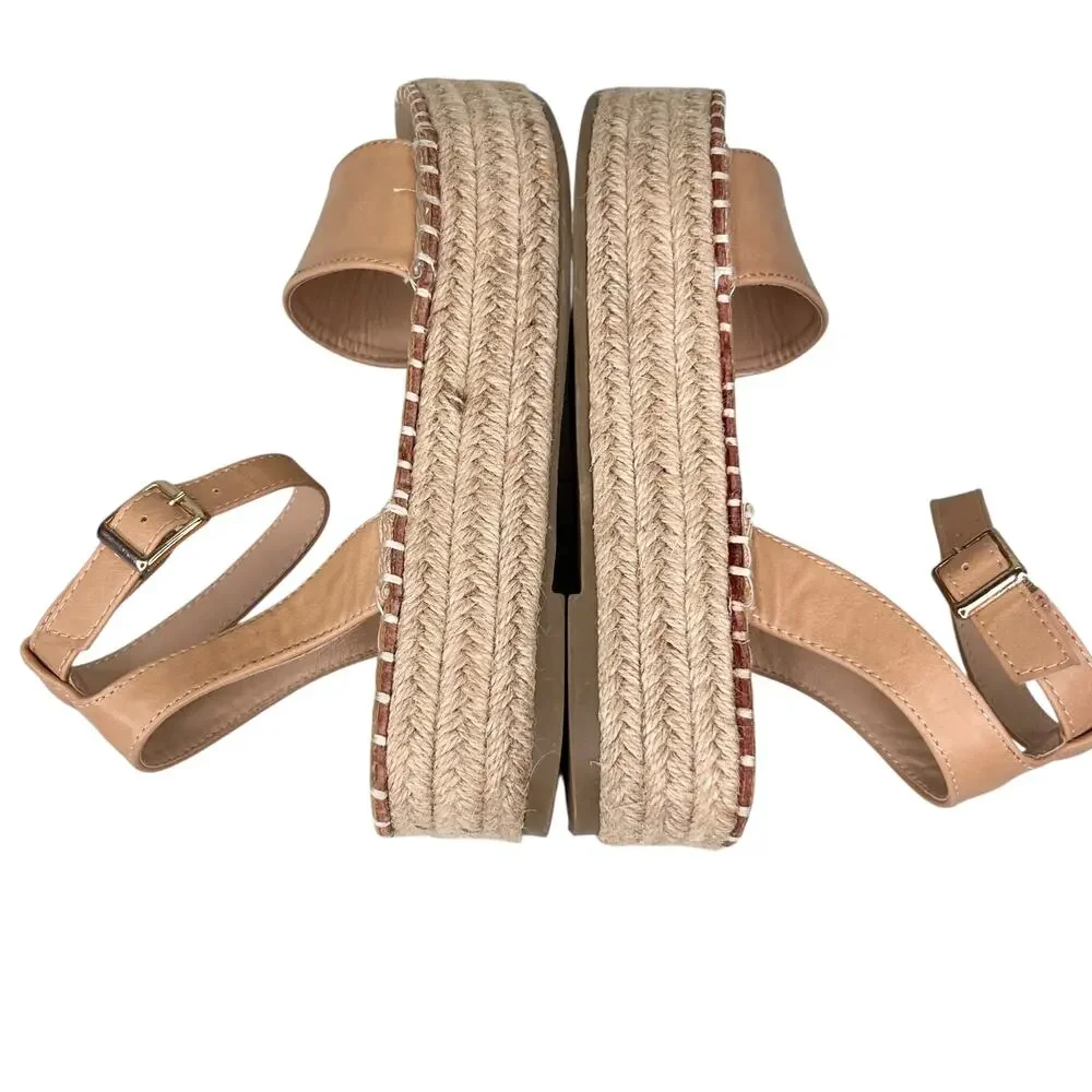 Catherine Malandrino Semiy Platform Sandals 6 Beige Ankle Strap